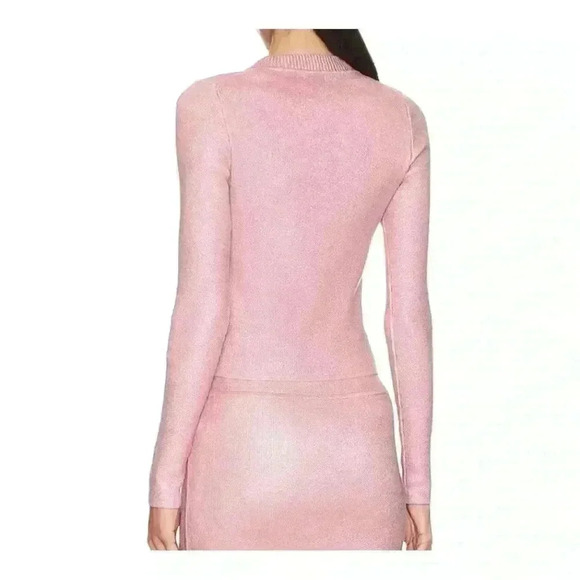 NBD Revolve NWT Talya Pink Metallic Coated Crew Neck Long Sleeve Sweater M - Picture 2 of 10